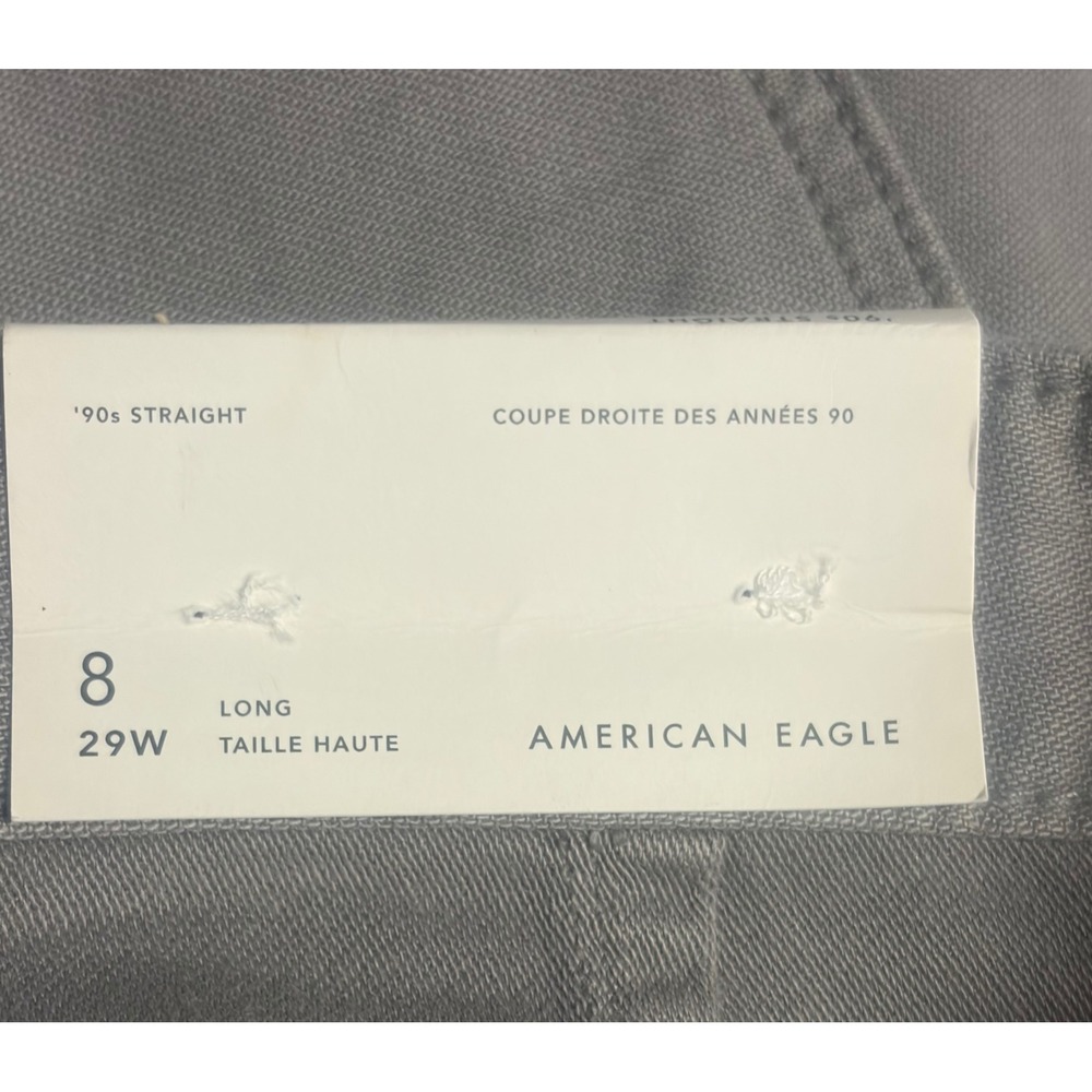 American Eagle 90s Straight Carpenter Pants Grey High Rise Utility Womens 8 Long - Picture 3 of 5